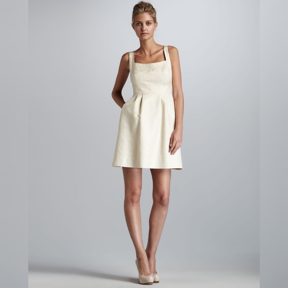 Shoshanna Dresses & Skirts - Shoshanna Peri jacquard metallic ivory dress sz 2